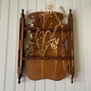 Vintage Wooden 12 Spoon Souvenir Display Wall Rack